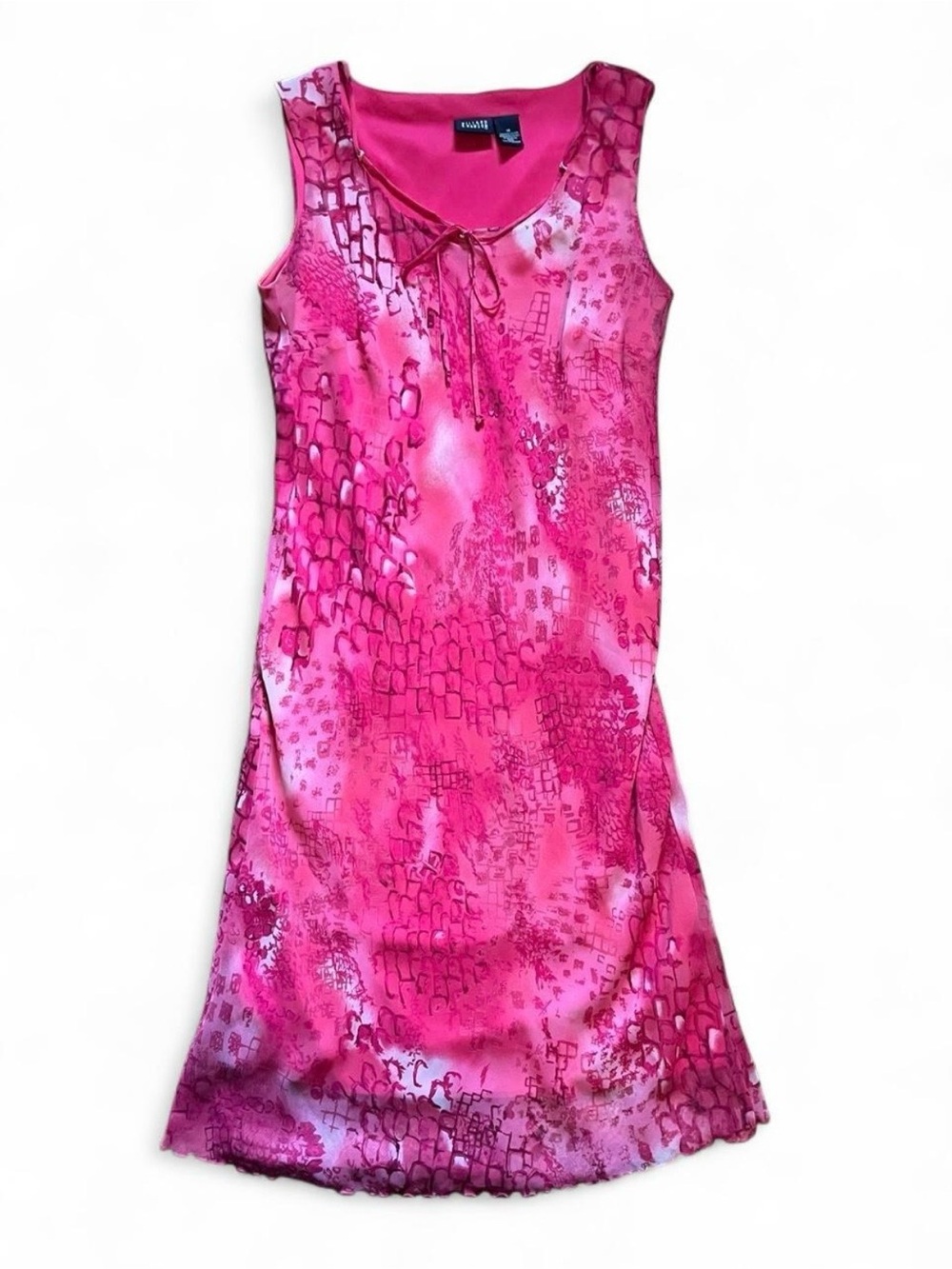 Hillard & Hanson Pink Tie-Front Sleeveless Dress